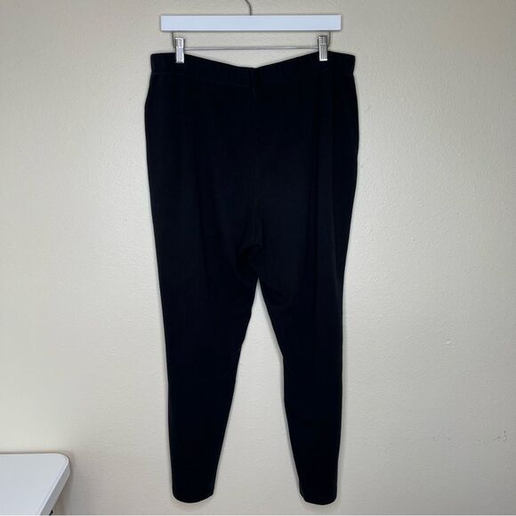 Lands End Black Cotton Knit Pants Pockets Stretch Women XL Elastic Waist Pull On - Picture 5 of 13